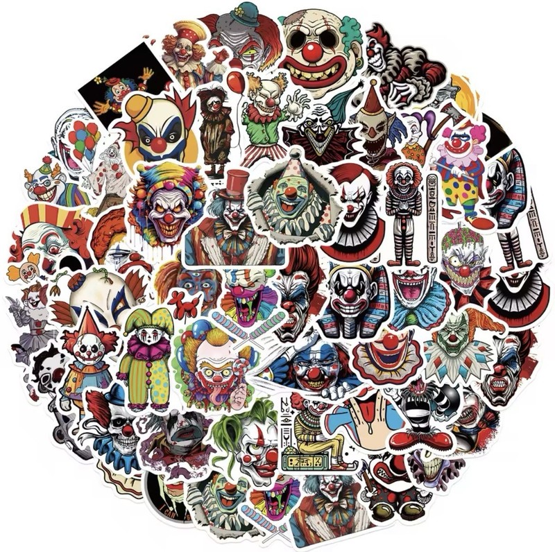 Clown Scary Style Stickers 50pk Mixed Matte Clown Horror Stickers FREE SHIPPING gallery