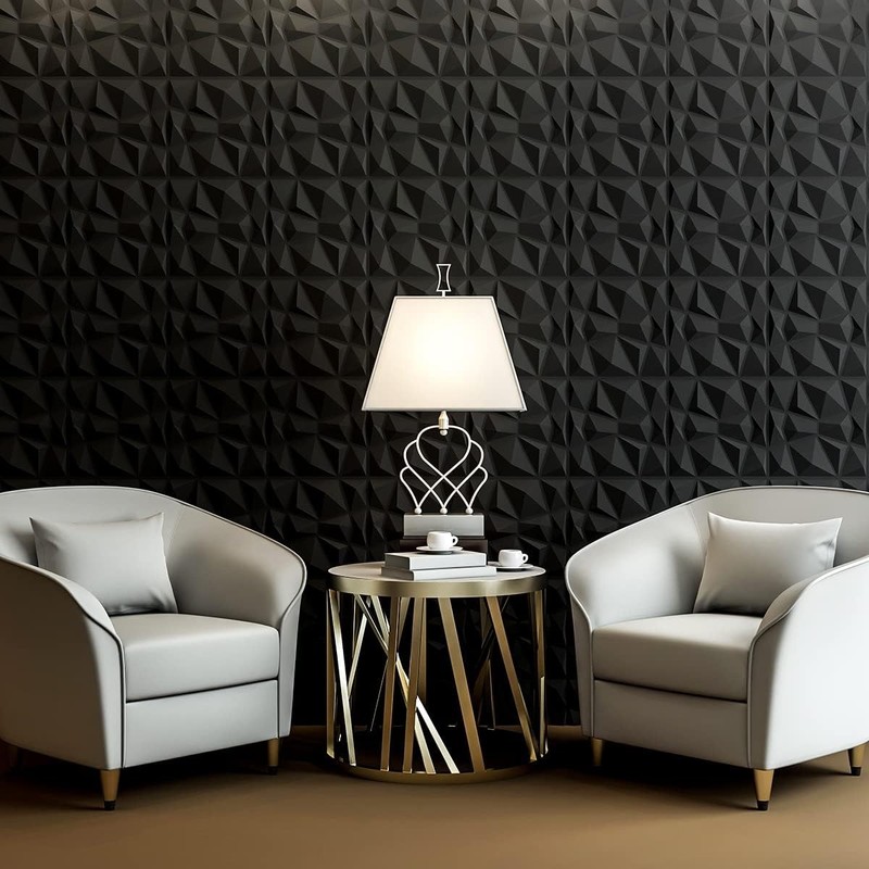 10PCS 3D Wall Panels Diamond Design Textured Accent PVC Wall Background Decor gallery