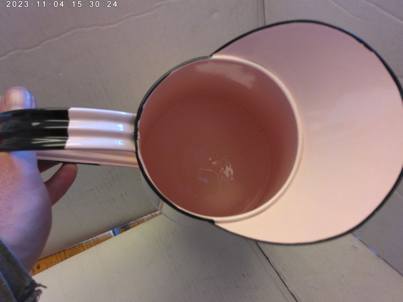 Decorative enamelware water pitcher/ flower vase (pink) 11" tall x 6" diameter gallery