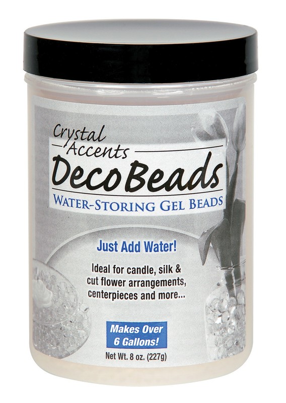 Orange water storing gel beads for flowers vases 8oz Jar makes 6 Gallons