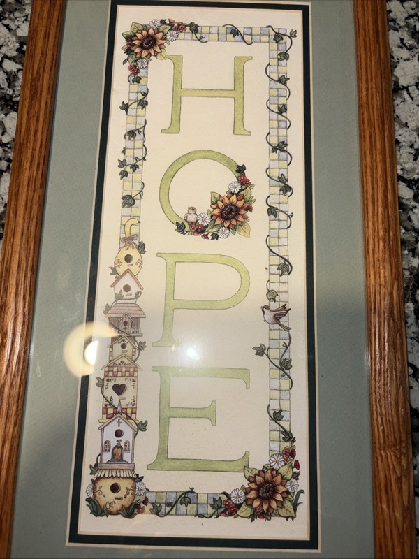 Vintage Home & Garden Party "Hope" Framed Wall Art Birds Birdhouses 11"x20" NEW gallery