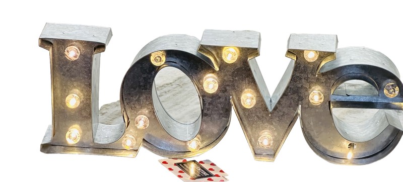 Marquee Valentines Galvanized Light up Letters “Love” Sign 15x5x2inches
