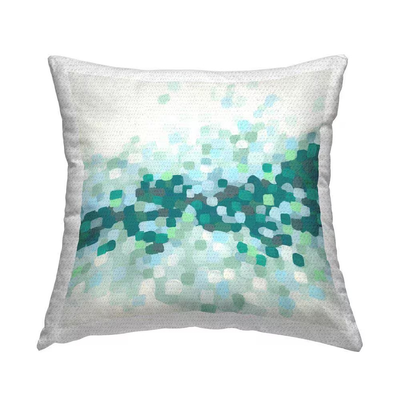 Green Speckled Shapes Outdoor Printed Throw Pillow by June Erica Vess