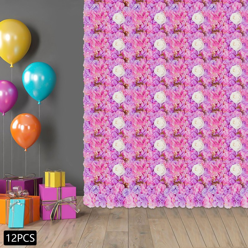 12pcs Artificial Silk Rose Flowers 3D Backdrop Wall for Wedding Party Decoration gallery