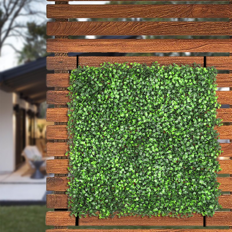 20"x20" Artificial Faux Leaf Greenery Boxwood Fence Screen Wall Decor Panel gallery
