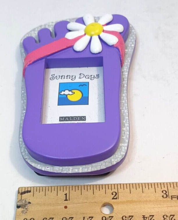 Sunny Days Malden Flip Flop Hand Painted Picture Frame Purple Pink White NEW gallery