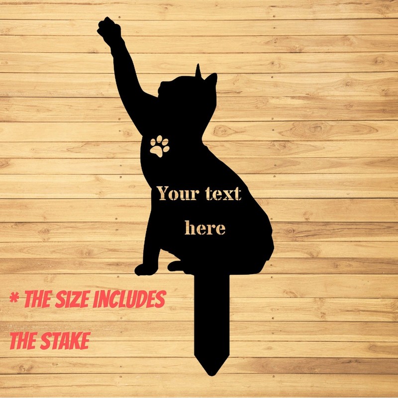 Custom Cat Memorial Metal Stake, Personalized Cat Grave Marker gallery