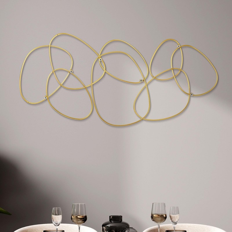Hicarer Interlocking Rings Wall Art Gold Metal Set of 3