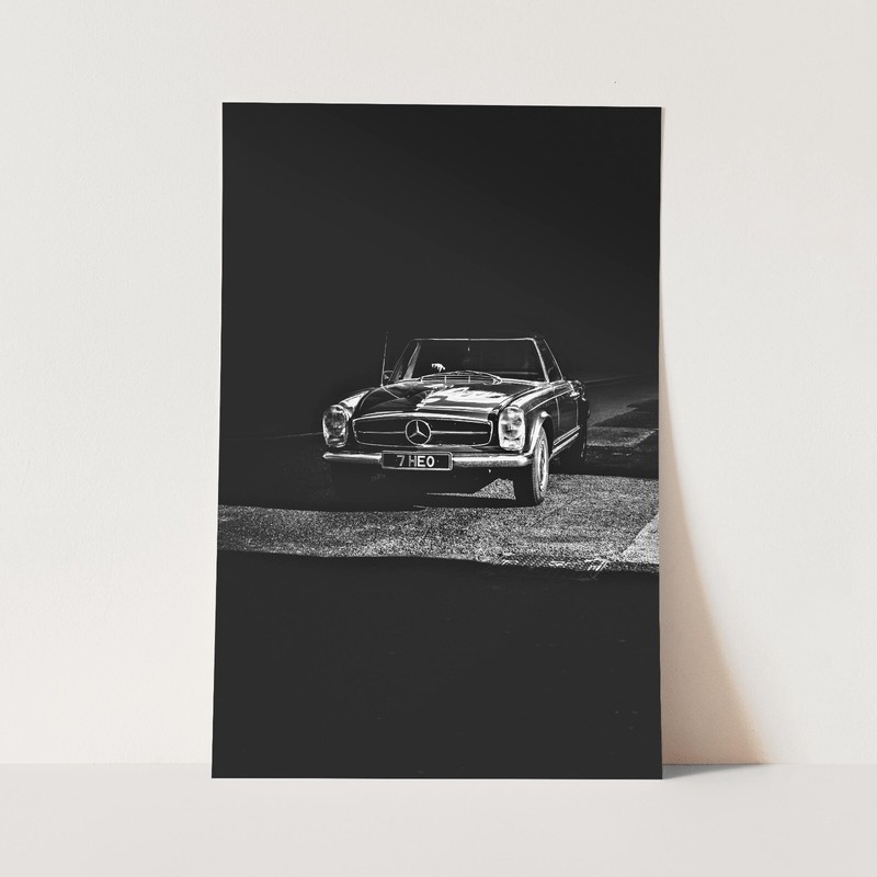 Mercedes Benz 280 Pagoda Classic Cars Vintage Black White Wall Art Poster Print