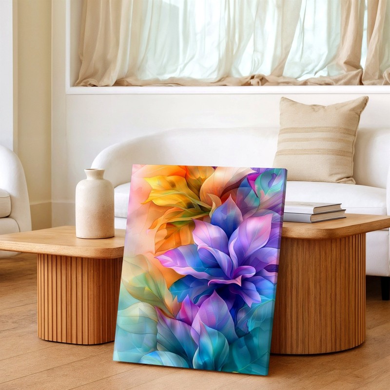 Wall Art Abstract Floral Canvas Print Colorful Petals Modern Home Decor 30x60 gallery