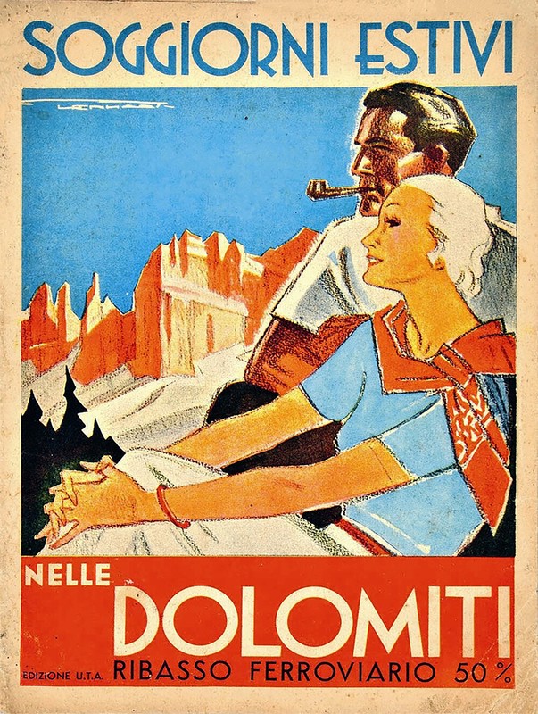 Vintage Italian Dolomite Mountains travel poster art reproduction steel sign