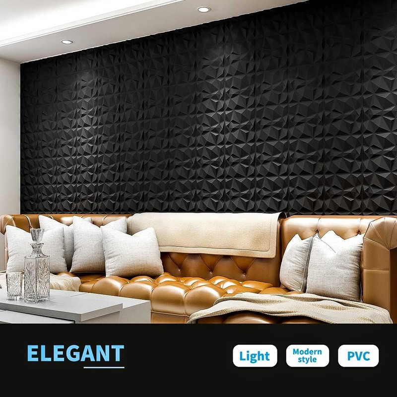 10PCS 3D Wall Panels Diamond Design Textured Accent PVC Wall Background Decor gallery