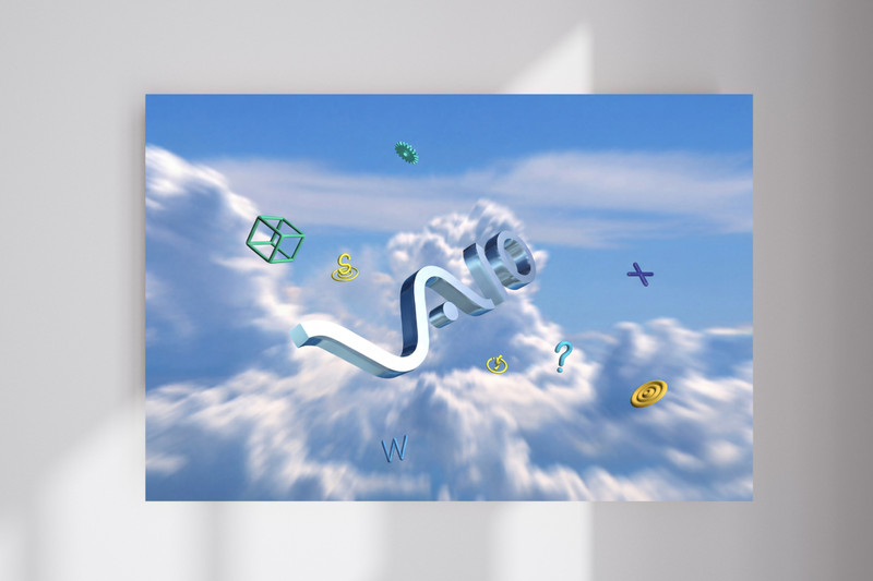Vaio Sony Frutiger Aero 3D Logo Clouds Sky Y2K Wall Poster Photo Print