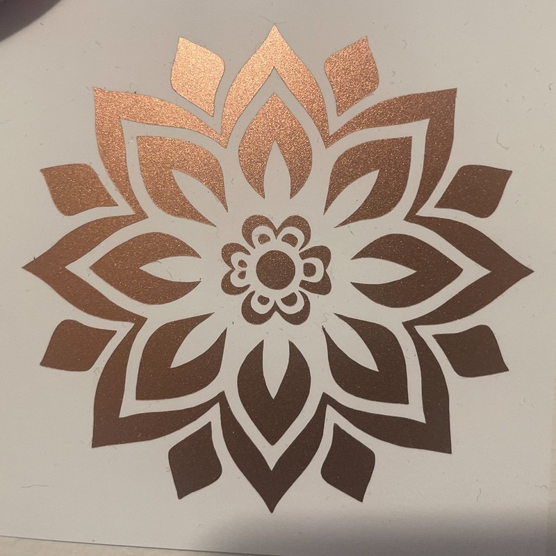 Mandala Flower Sticker Decal Car Window Yoga Zen Rose Gold Copper Metallic 3x3" gallery