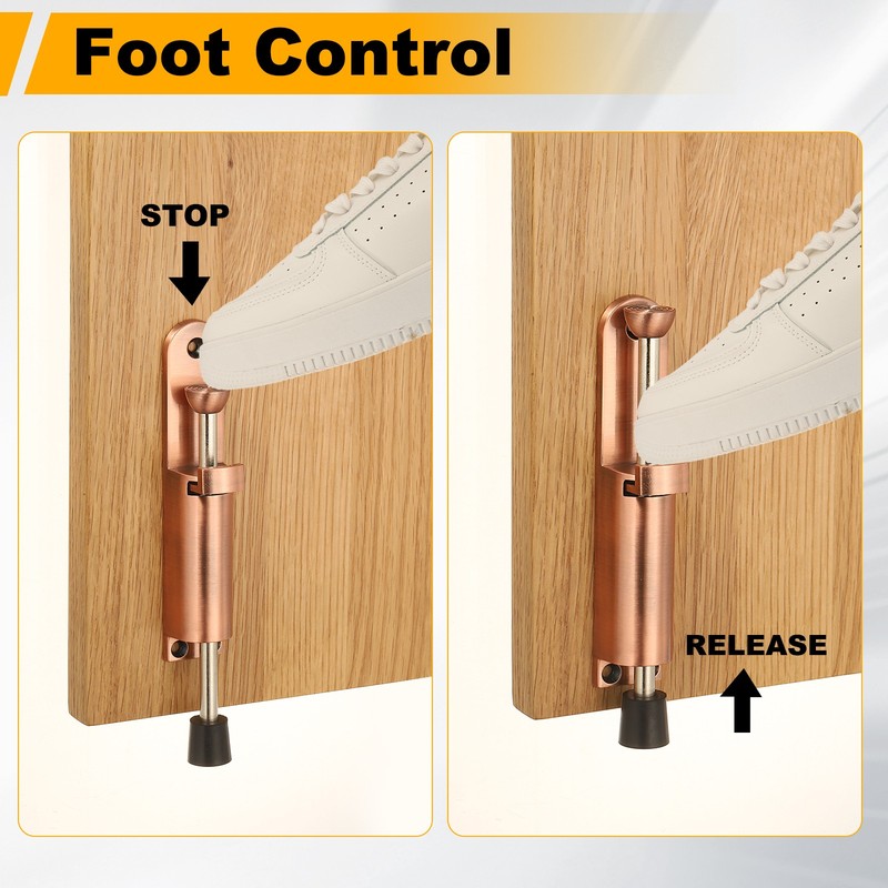 4Pcs Kickdown Door Stop Fit for Distance from the Ground 0-45mm, Gold gallery
