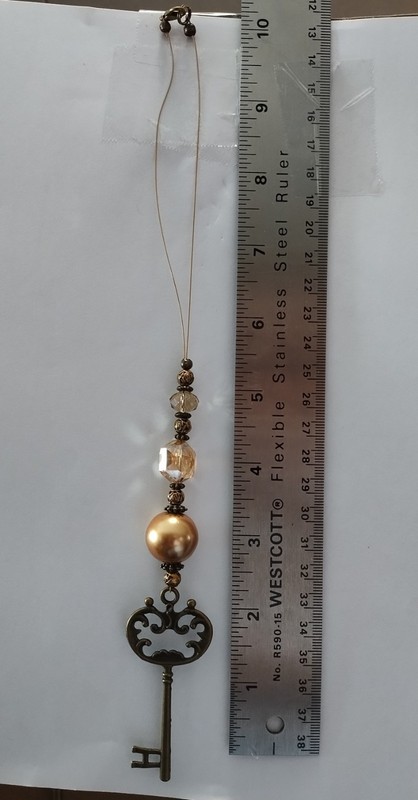 Bronze And Gold Key Ornament or Car Charm - One Of A Kind gallery