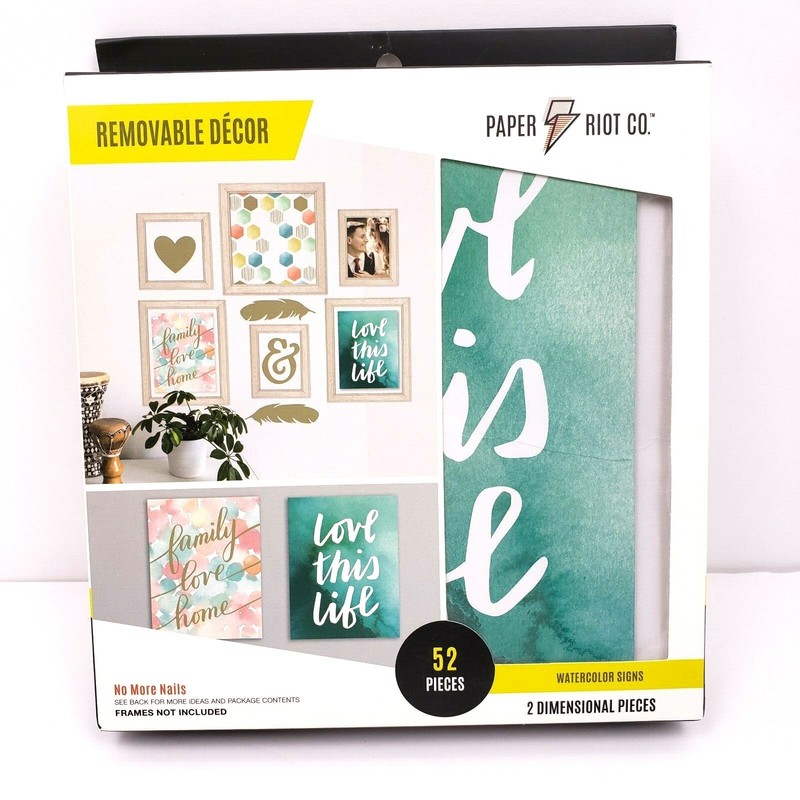 Paper Riot Co Removable Decor Watercolor Signs 52 Pieces Sticker Home Decor