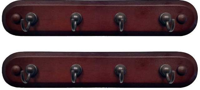 Spectrum Diversified 4 Hook Key Rack – Walnut Wood/Bronze – 2 Count