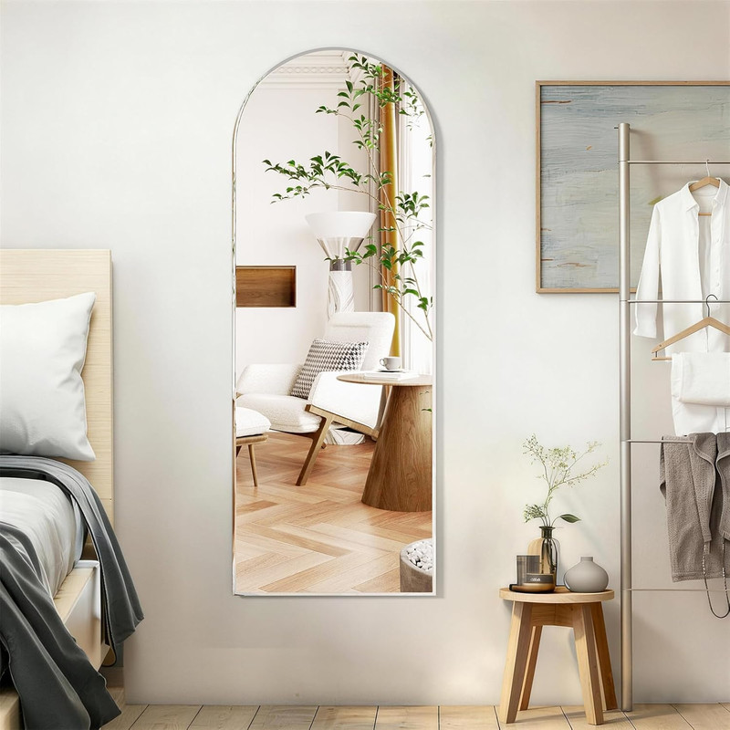 48x16 Inch Arch Beveled Edge Frameless Full Length Wall Mirror