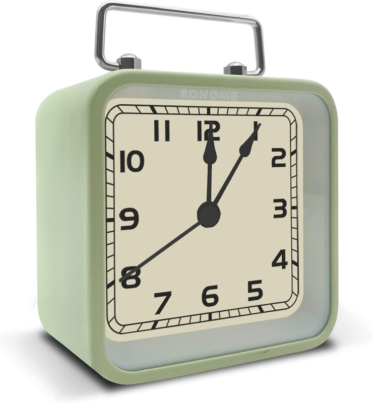 Small Alarm Clock, Retro Silent Quartz Movement with Night Light, Decorative Vin