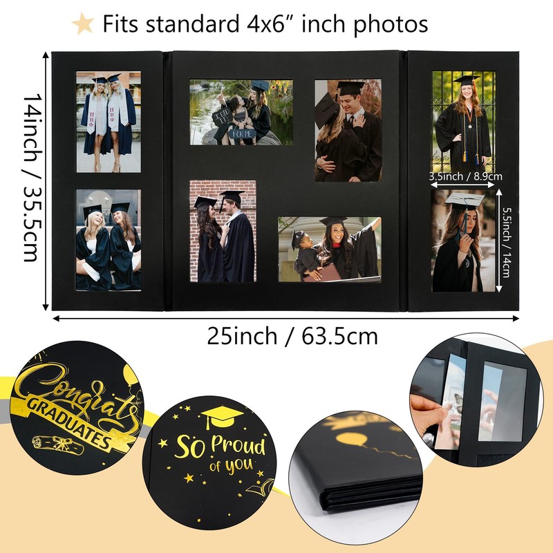 Graduation Picture Frame Photo Display Board Multi 4"x6" Memory Portfolio Alb... gallery