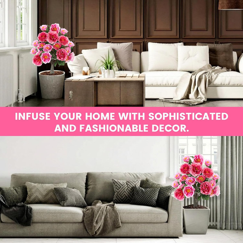 2 Pack 36" UV Resistant Artificial Peonies for Indoor/Outdoor Decor - Champagne gallery