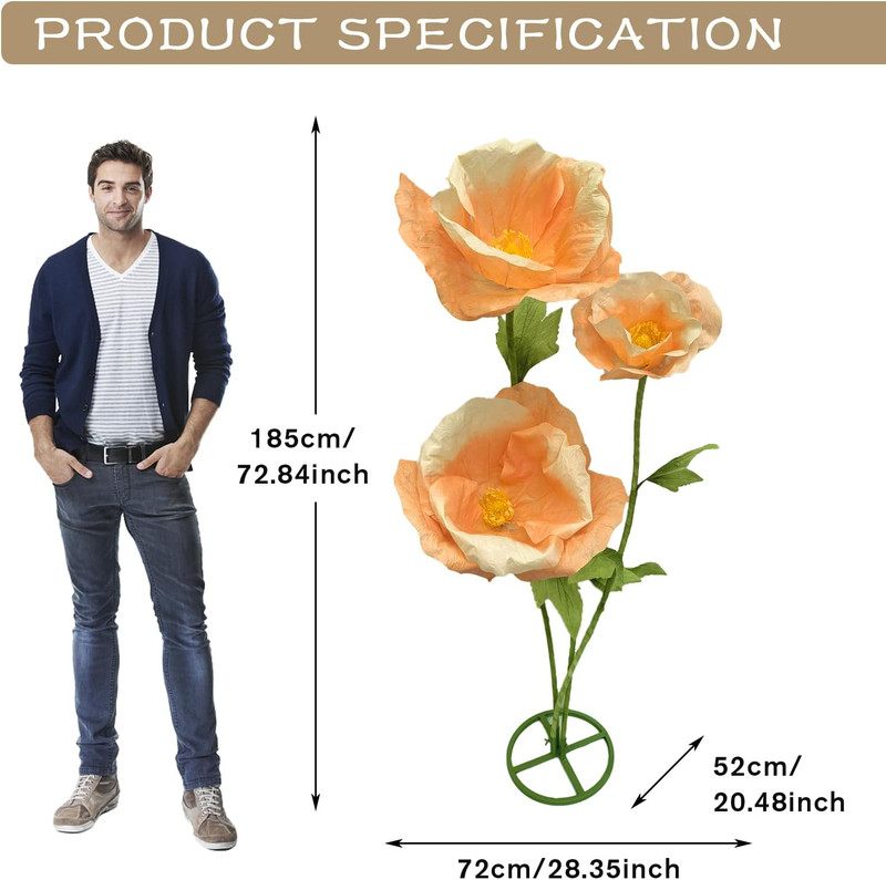 Giant 3PCS Faux Flowers Set - 80" Waterproof Decor for Home & Events gallery