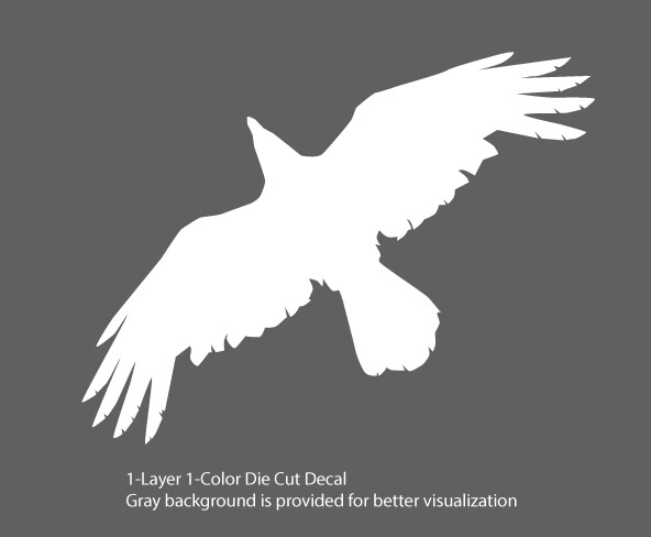 Wildlife - Birds - Soaring Raven/Crow/Corvid - 6Yrs Outdoor Vinyl DieCut Sticker gallery