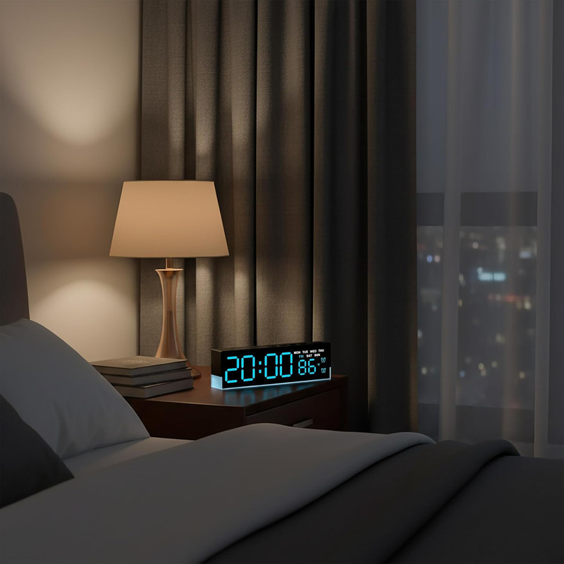 7 Inch Modern LED Digital Alarm Clock with Dual Alarms & Soft Bottom Light｜Displ gallery