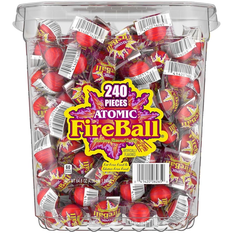 Wonka Atomic Fireball, Candy, Cinnamon Flavor, Individually Wrapped, 64.8oz (24