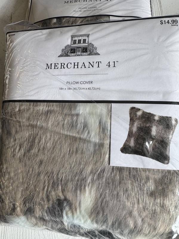 Set of 2 Merchant 41 Faux Fur Pillow Covers 18x18 Brown White Cowhide Look gallery