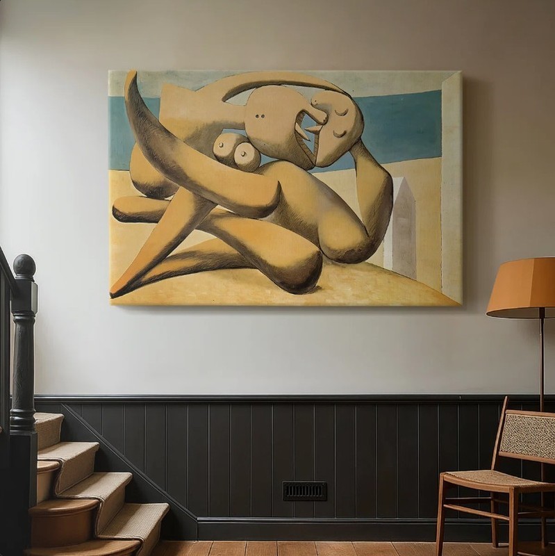 Pablo Picasso - The Kiss - Framed Canvas Wall Art Abstract Modern Home Decor gallery