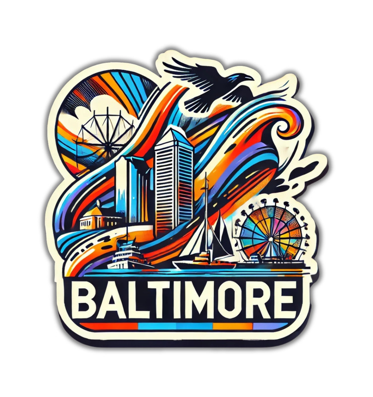 Baltimore Maryland Fridge Magnet or Laptop Sticker gallery