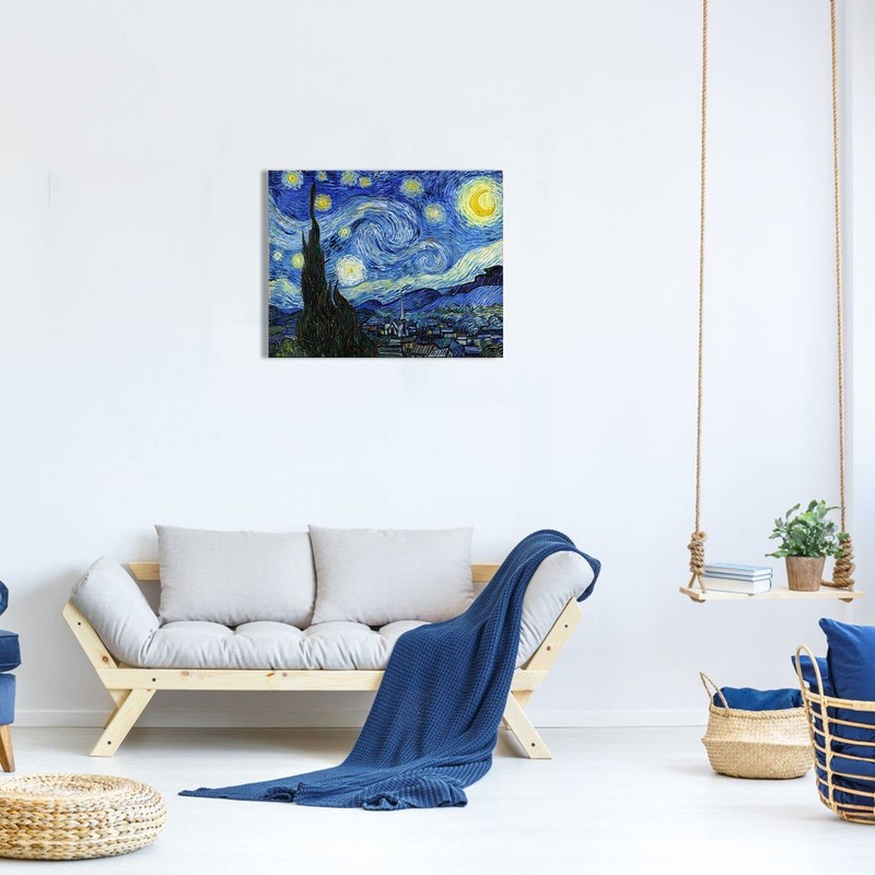 Van Gogh Canvas Wall Art: Starry Night Landscape Painting Picture Reproductio... gallery