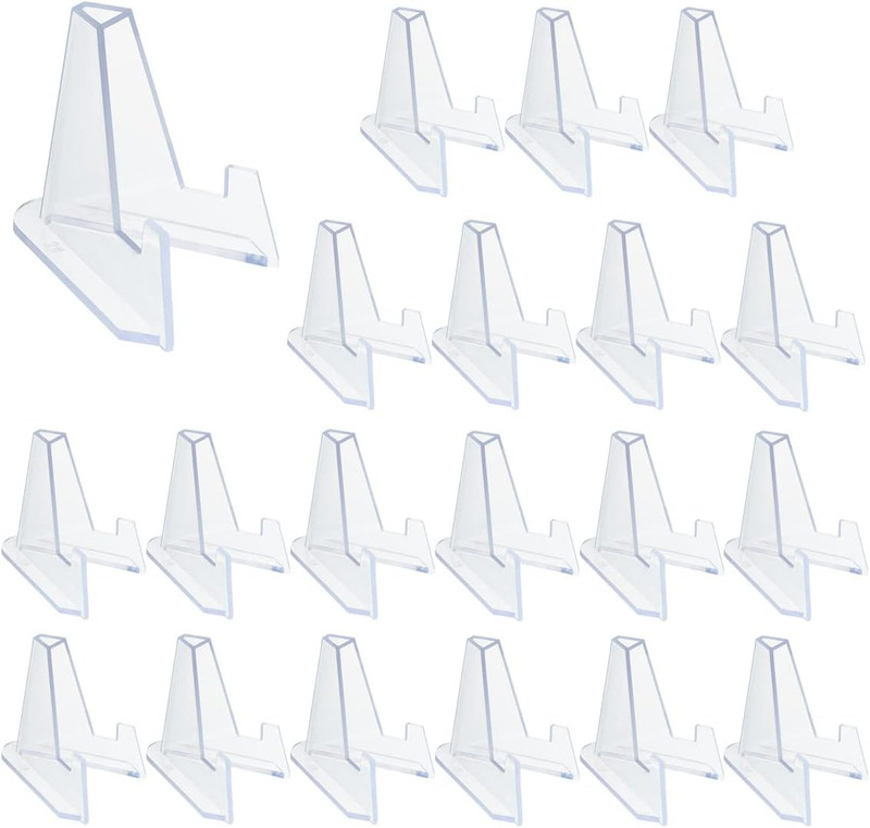 20 Pack Clear Acrylic Mini Easel Display Stands for Coins Art Medals