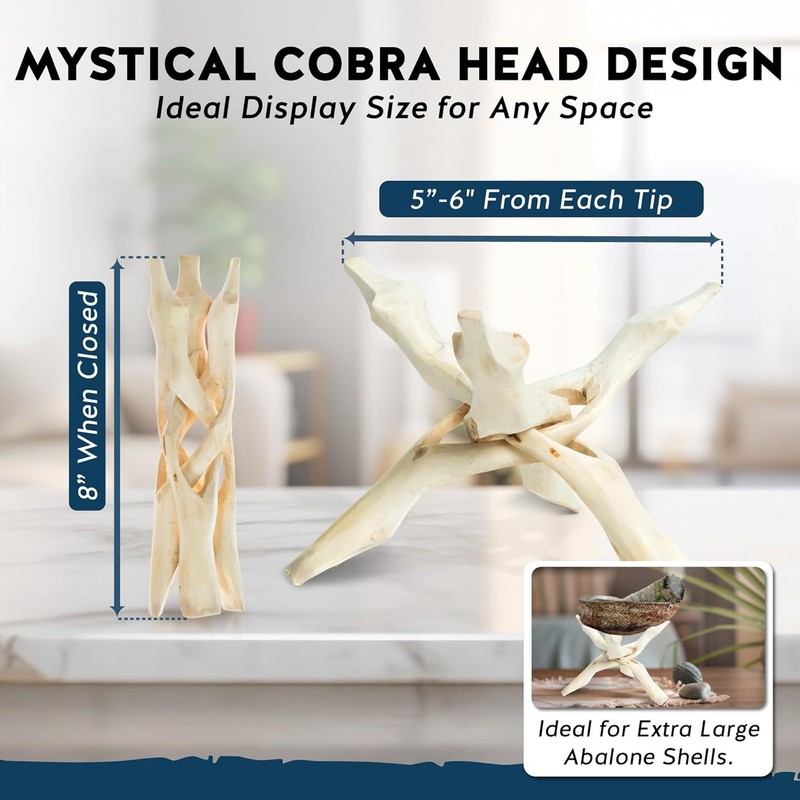 Hand-Carved Natural Wood Tripod Stand for Crystal Balls and Decor Items gallery