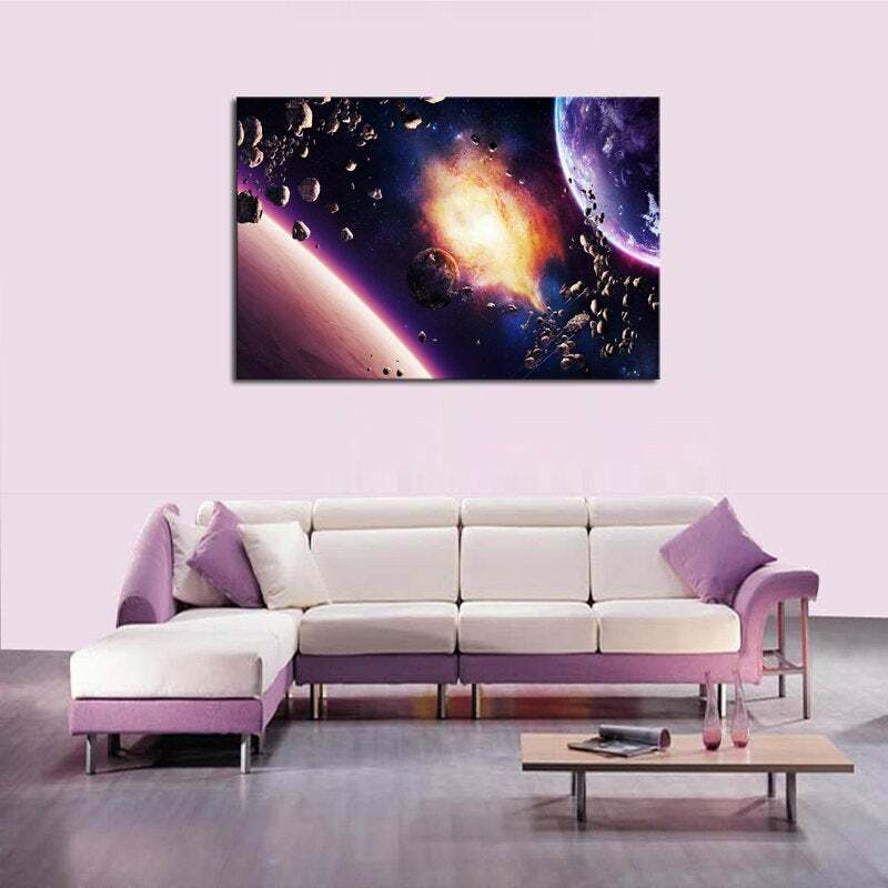 Multi Panel Print Asteroid Belt Canvas 5 Piece Wall Art Star Moon Earth Galaxy gallery