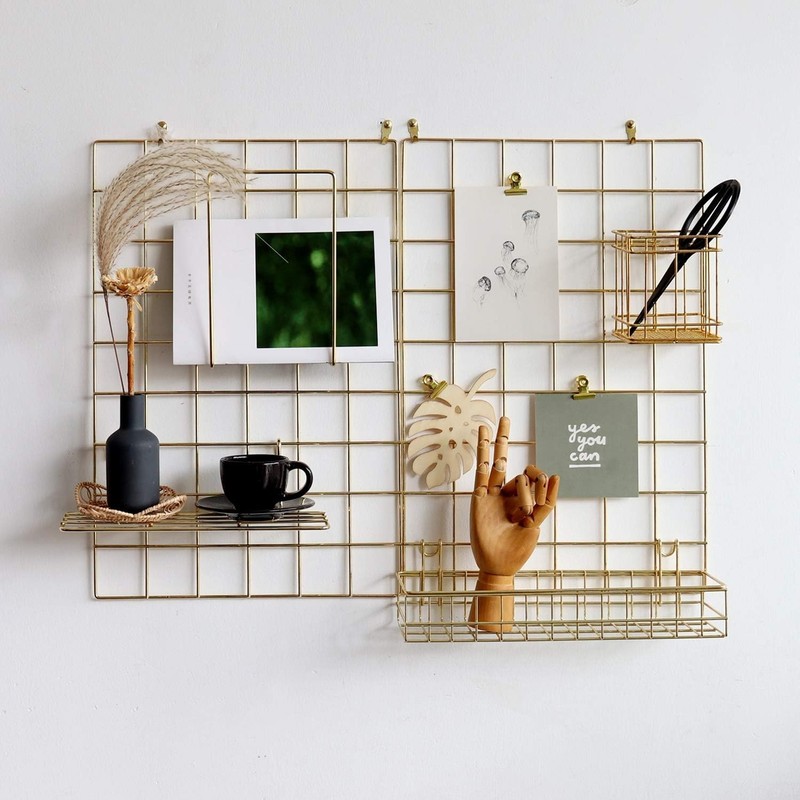 Wall Grid Panel for Photo Display,Wall Storage Organizer,5 Metal Clips & 3 S ... gallery