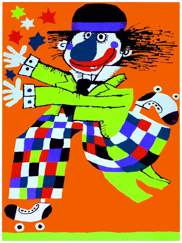 2042 Clown on roller blades animated quality Poster.Home interior design art