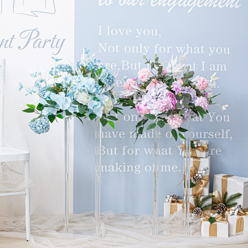 Acrylic Wedding Centerpieces - 2 Pcs Clear Column Flower Stands 23.6In gallery