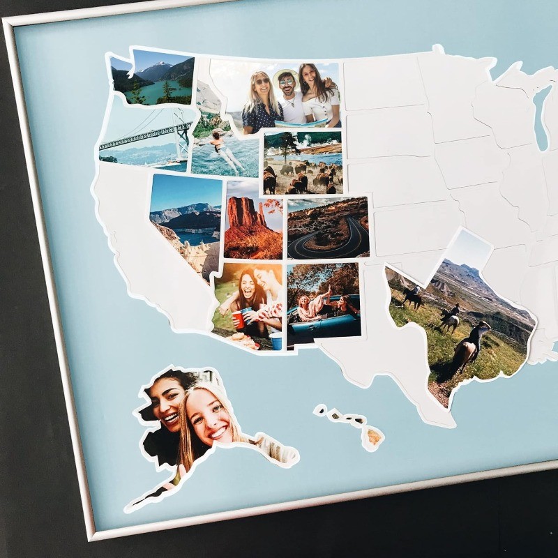 Photo Map – 50 States Travel Map – 24 x 36 in – Includes Secure Photo Maker