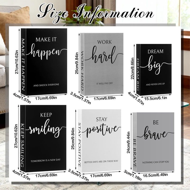 6 Aesthetic Decorative Books Set with Tassel Wood Bead Motivational Table Dec... gallery