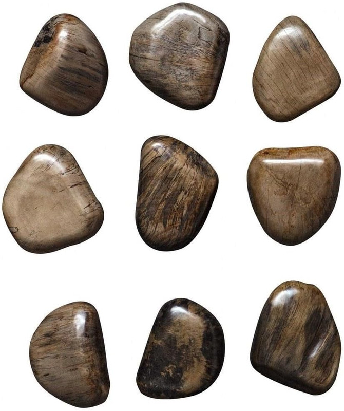 Set of 9 Walnut Finish Pebbles Wood Wall Decor – 5×6 Inches Each