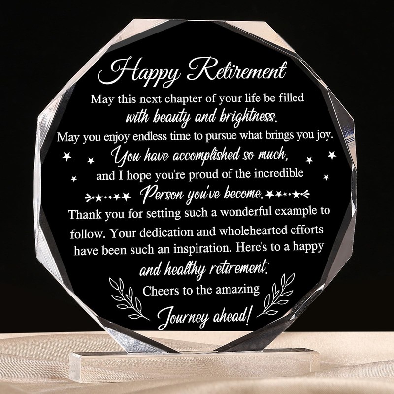 Chunful Happy Retirement 10 x 10 x 1.5 cm / 4 x 4 x 0.6 inches, Transparent
