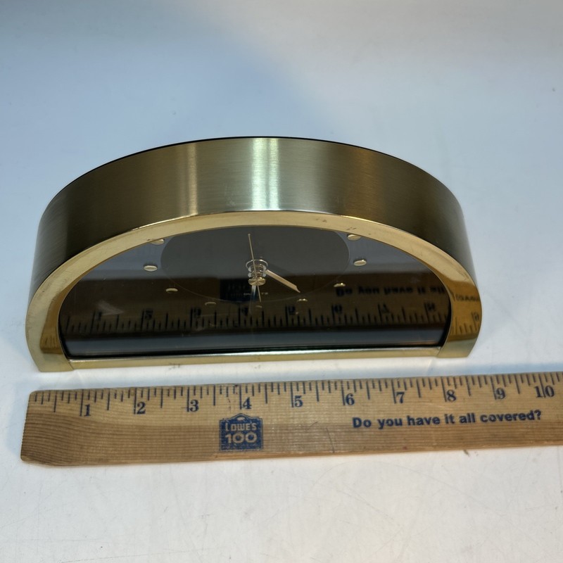 VTG Seiko Half Moon Gold/ Smoked Black Mantle Clock With Second Hand 8"X 5" gallery