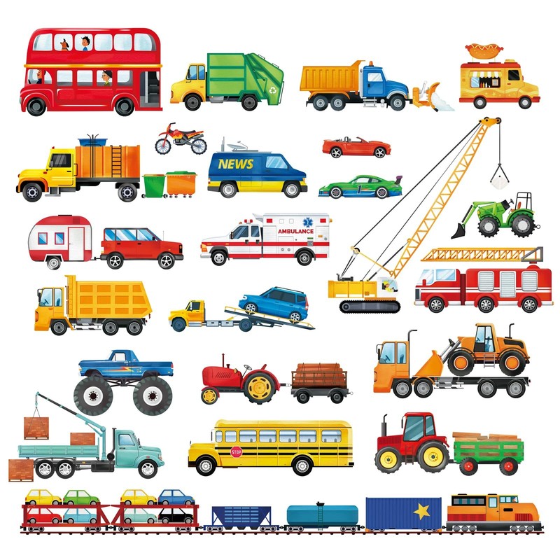 Transportation Cars Wall Decals Trucks Construction Cars Vehicle Wall Sticker…