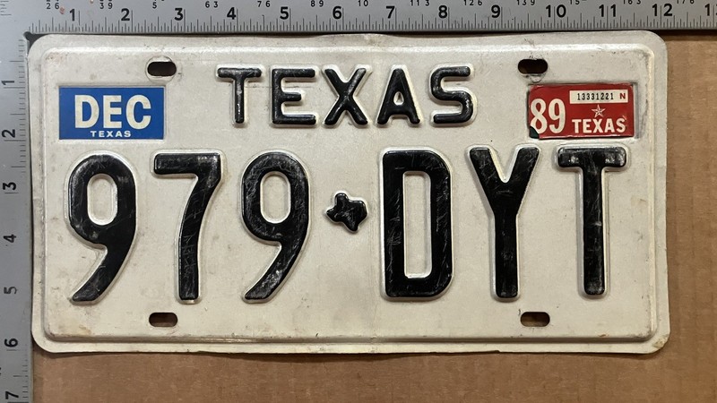 1989 Texas license plate 979-DYT Ford Chevy Dodge 21675