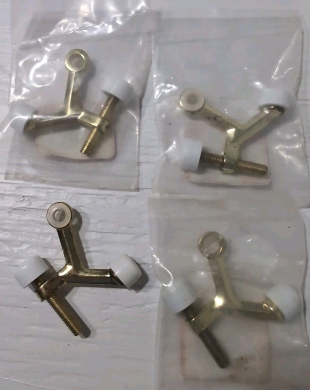Lot Of 4 Brainerd Hinge Pin Door Stops Brass B6258 Adjustable, Used Condition gallery