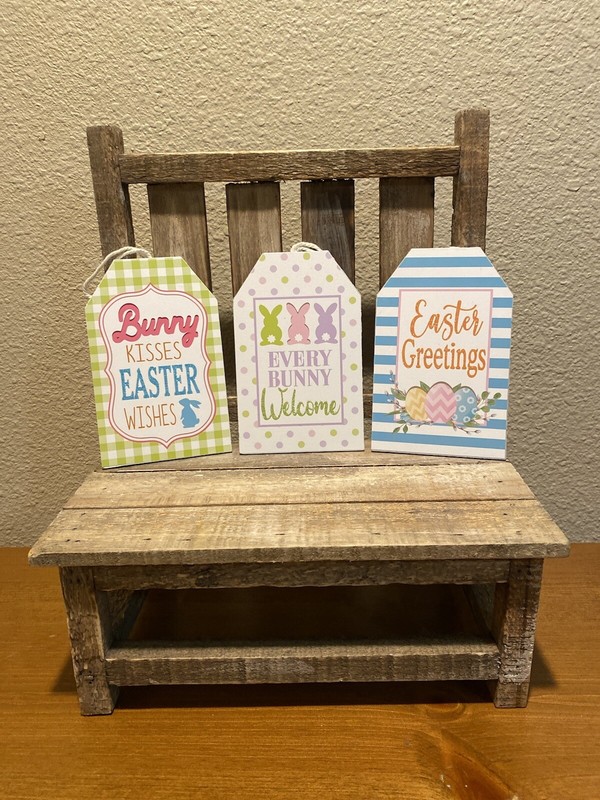 Easter Decor Set Of 3, Easter Greetings Sign, Bunny Kisses Easter Wishes Sign gallery