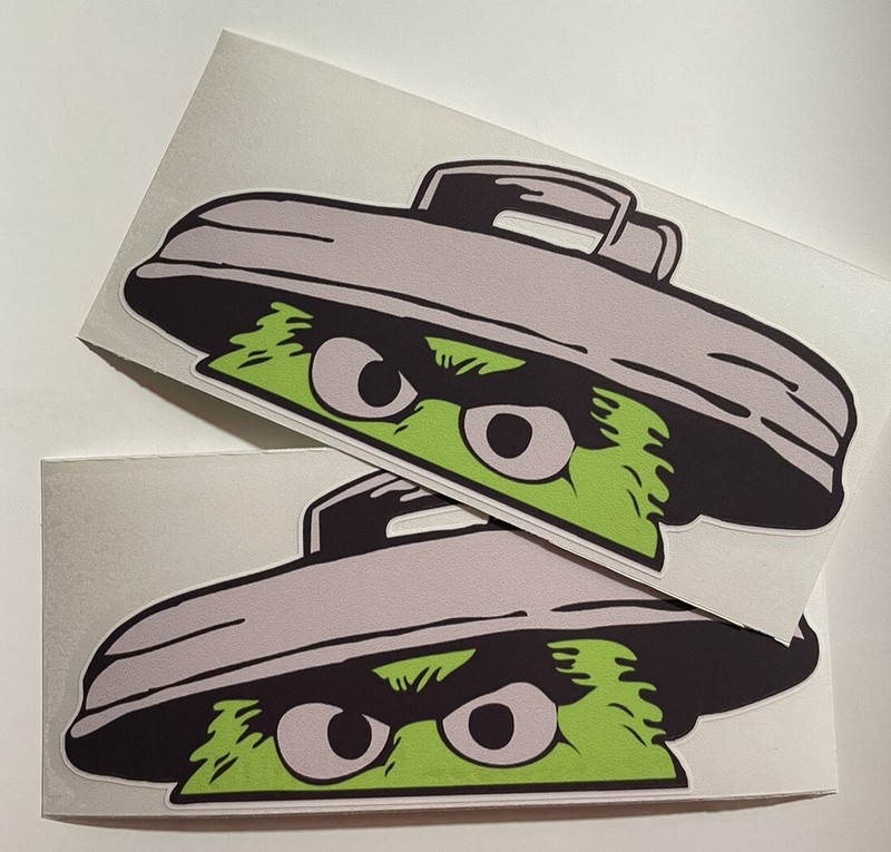 Pair JDM Drift Oscar The Grouch 7″ Wide Vinyl Decal Sticker Funny Car Truck Suv